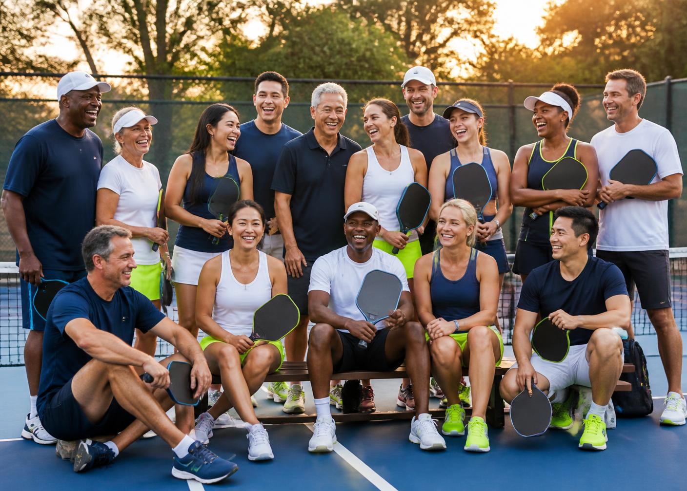 A diverse pickleball club community together after Open Play